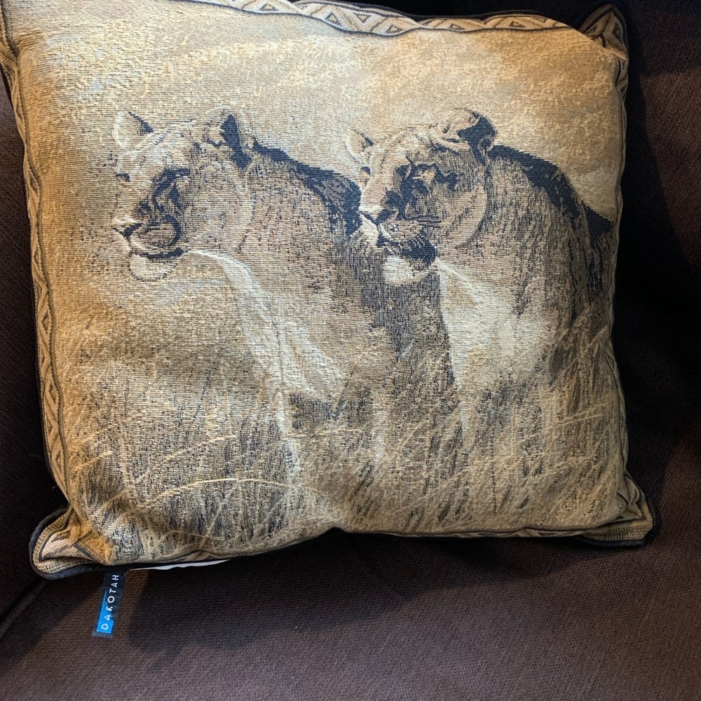 Tan & Black Lion Print Throw Pillows